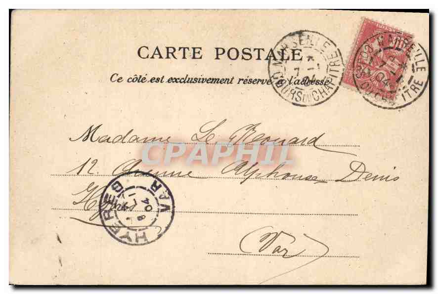 CPA Marseille Place Estrangin — Verso