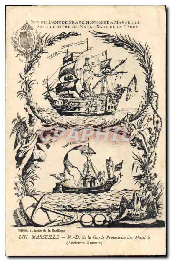 CPA Marseille N D de la Garde Protective des Matelots (Ancienne Gravure) 