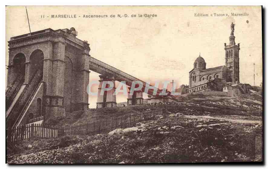 CPA Marseille Ascenseur de N D de LA Garde
