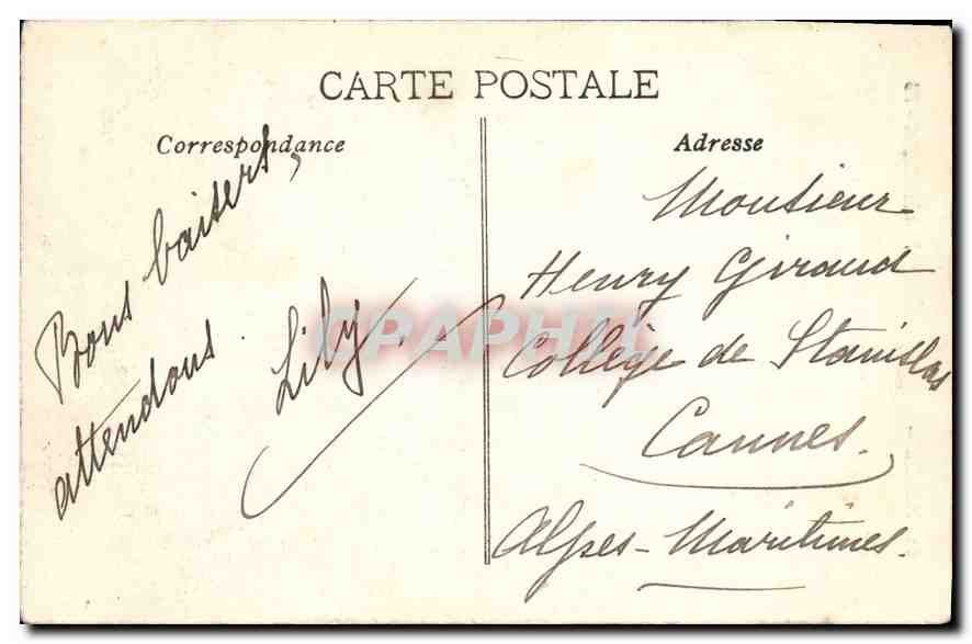 CPA Marseille Fontaine Cantini — Verso