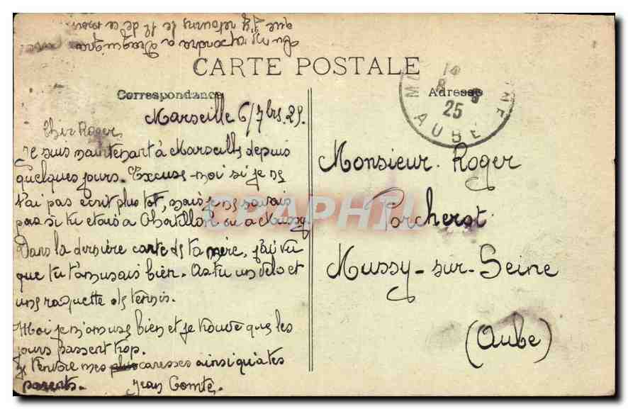CPA Marseille Le Palais de Longchamp — Verso