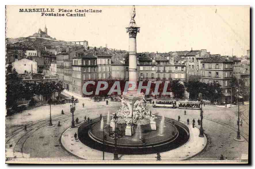 CPA Marseille la Place Castellane et Fontaine Cantini