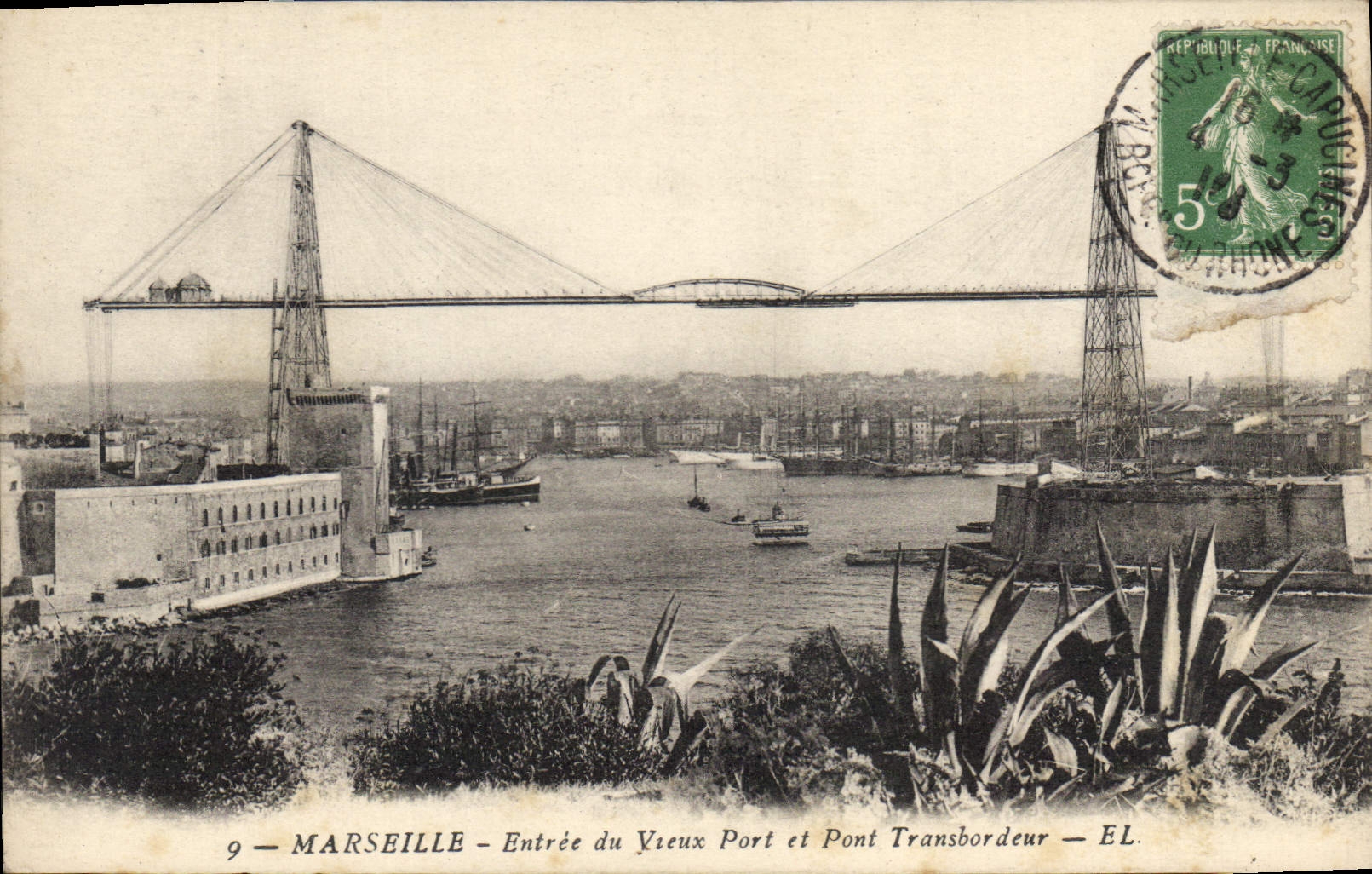 CPA Marseille Entree du Vieux Port et Pont Transbordeur