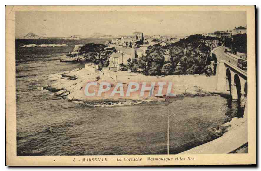 CPA Marseille La Corniche Malmousque et les Iles