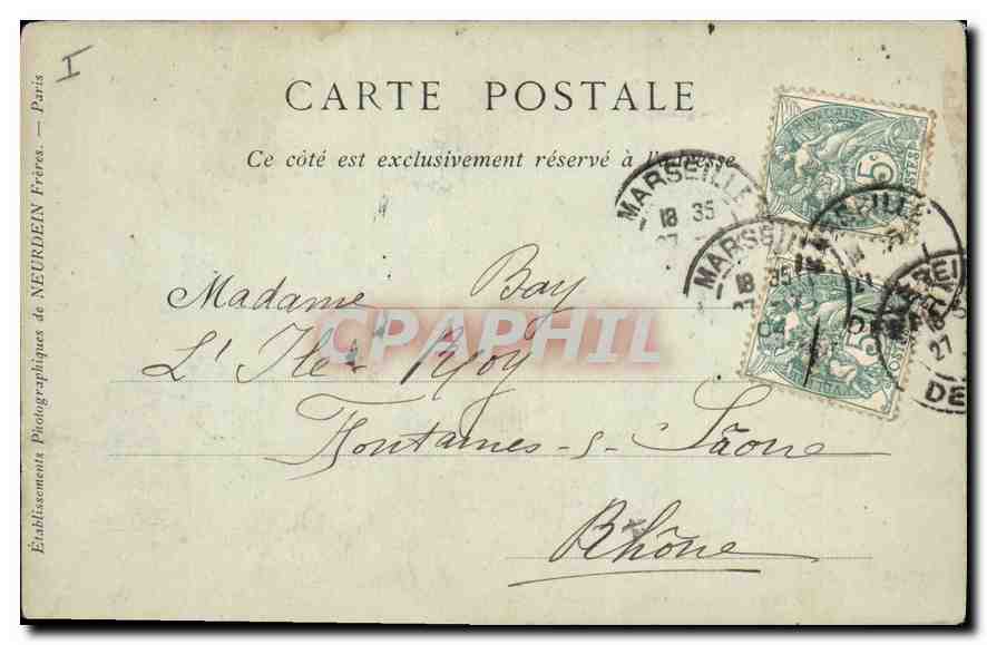 CPA Marseille La Fontaine Estrangin — Verso