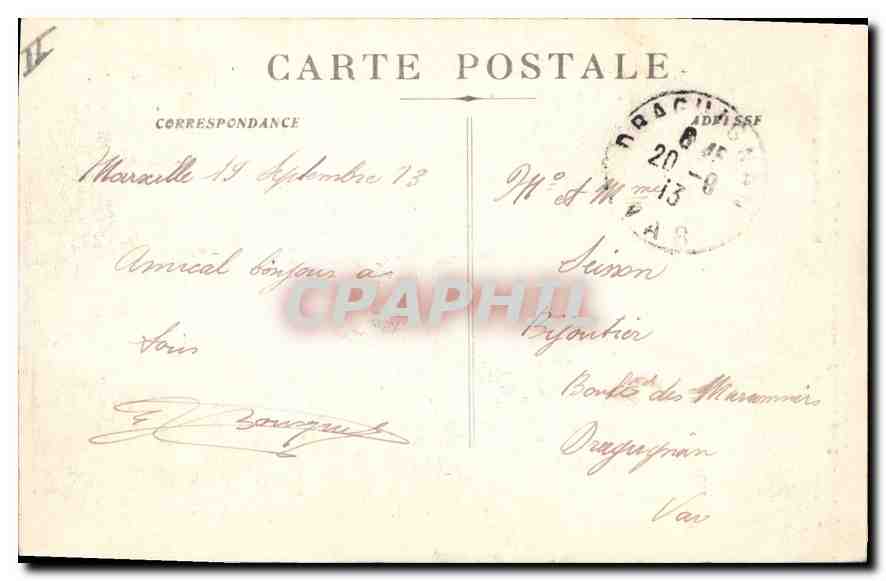 CPA Marseille Cours du CHapitre Fontaine des Danaides (Motif principal) — Verso