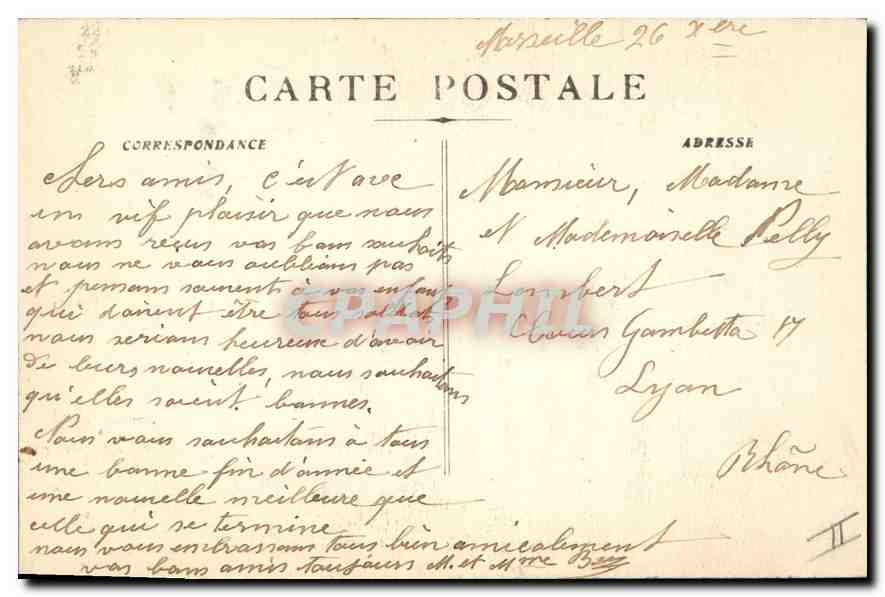 CPA Marseille La Fontaine Cantini (détail) — Verso