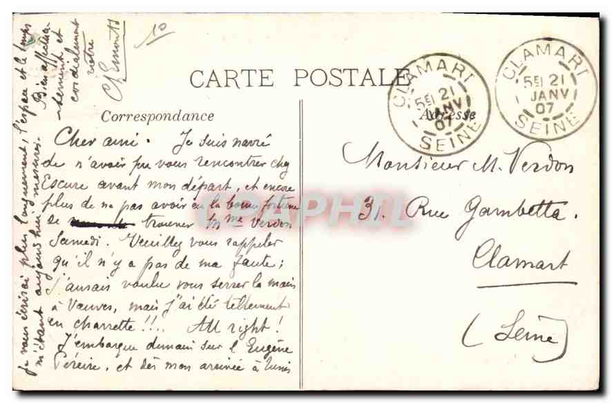 CPA Marseille Le Port et Quai des Belges — Verso
