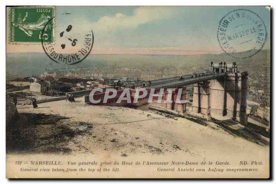 CPA Marseille Vue generale prise du haut de l'ascenseur Notre Dame de la Garde