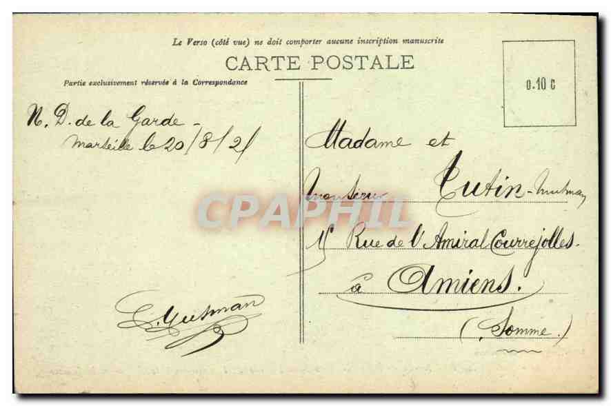 CPA Marseille N D de la Garde Au Nord Vieux port Anciennec ite Bassin de la Joliette — Rückseite