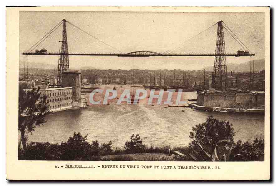 CPA Marseille Entree du vieux port et pont a transbordeur