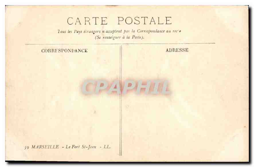 CPA Marseille Le Fort St Jean — Verso