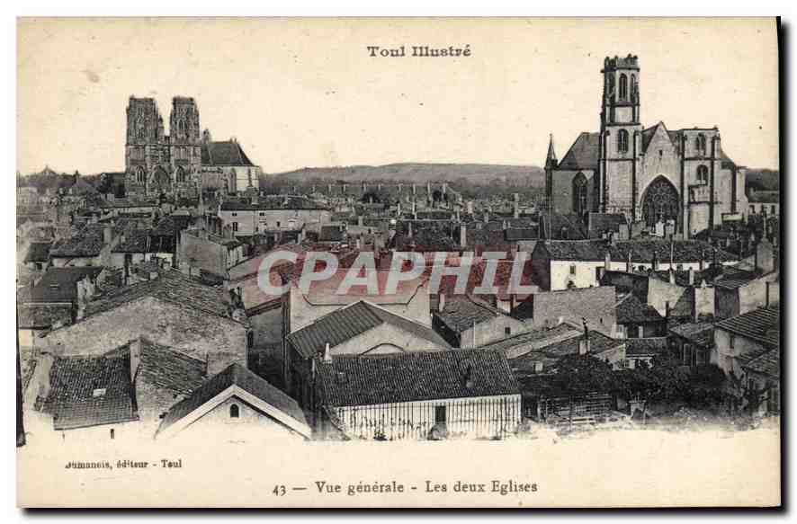 CPA Toul Vue generale Les deux eglises