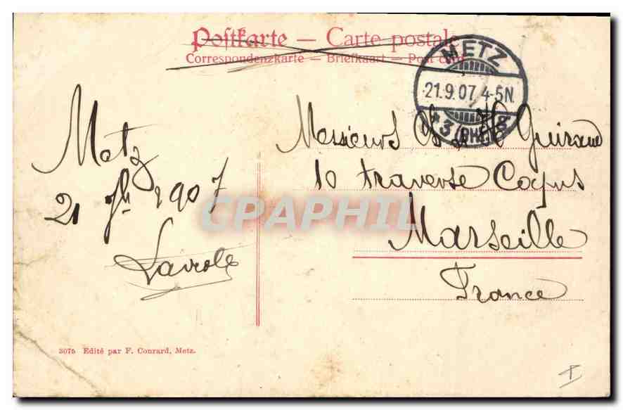 CPA Metz Domportal Portail de la Cathedrale — Rückseite