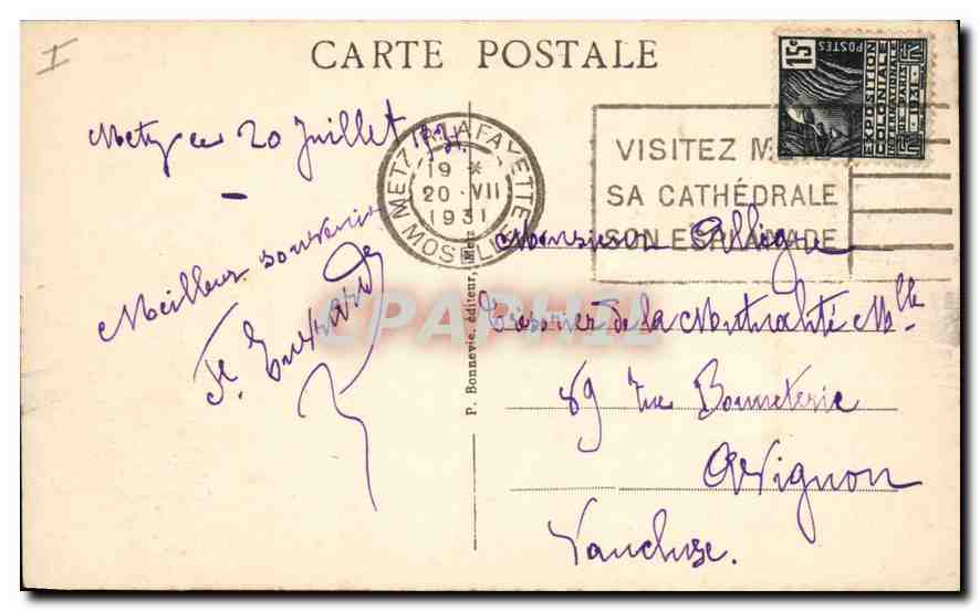 CPA Metz Porte des Allemands et la Selle — Rückseite