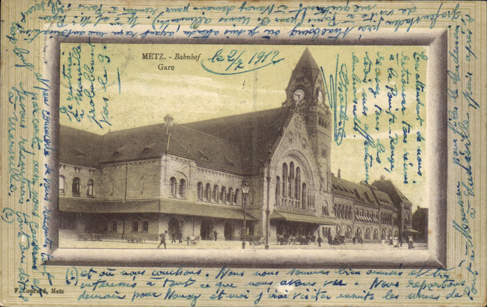 Metz - Bahnhof Gare — vue de la gare, éditée par Z. Coprand, Metz - Recto