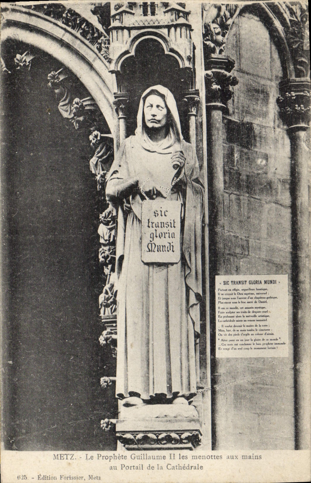 CPA Metz Le Prophete Guillaume II les menottes aux mains au portail de la cathedrale