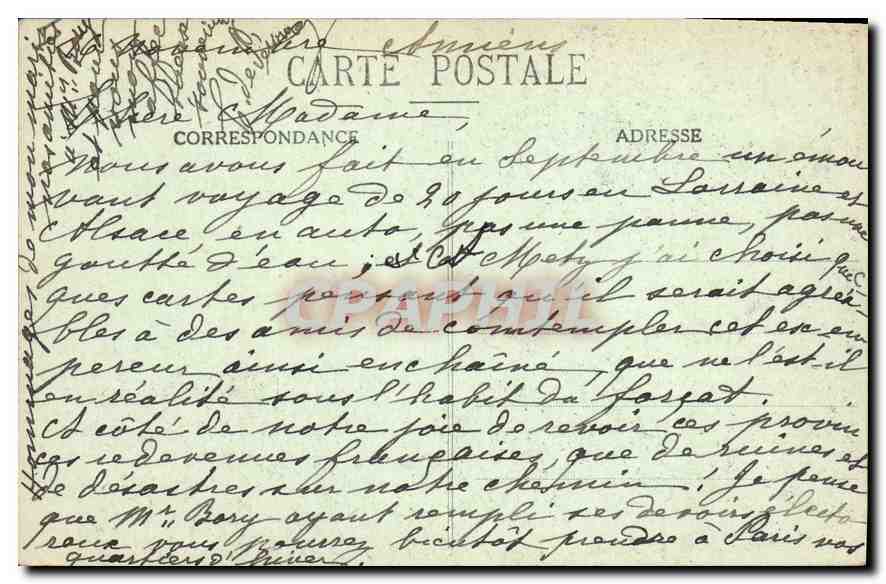 CPA Metz Le Prophete Guillaume II les menottes aux mains au portail de la cathedrale — Rückseite