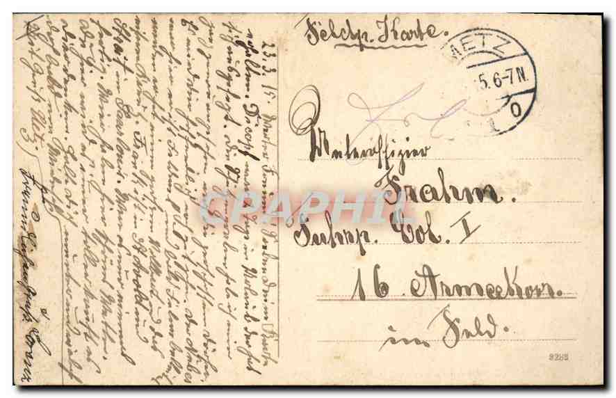 CPA Metz Prinz Friedrick Karl Denkmal — Rückseite