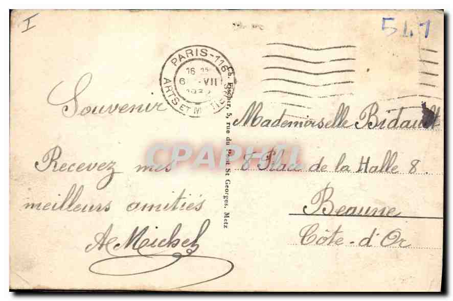CPA Metz La Digue de la Pucelle et la Cathedrale — Verso