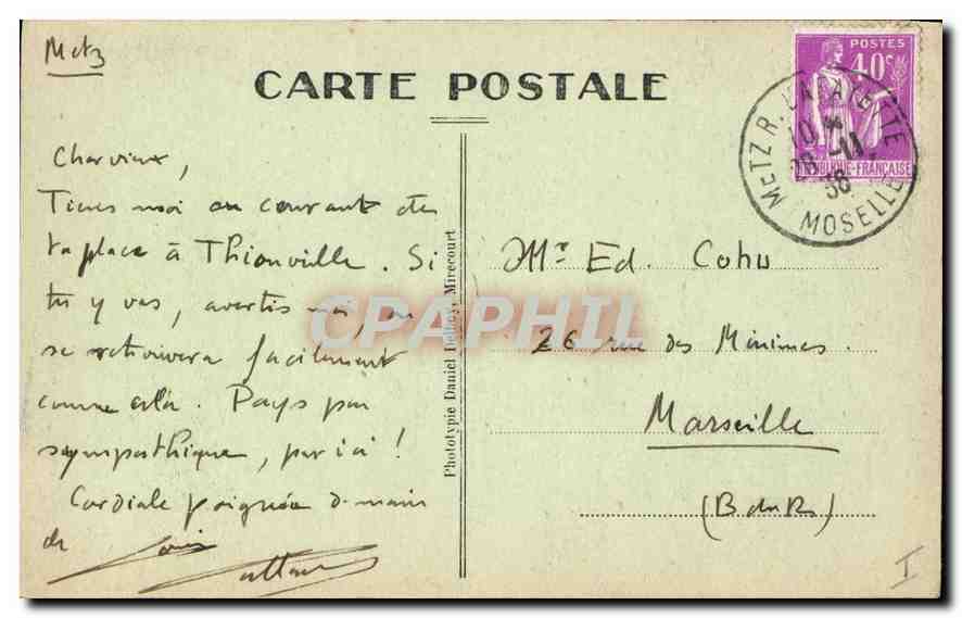 CPA Metz Porte des Allemands — Rückseite