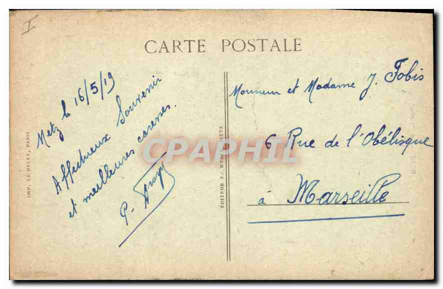 CPA Metz Le Poilu Militaria — Verso