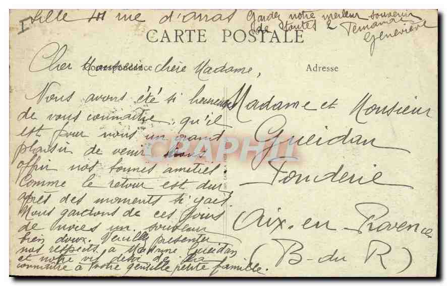 CPA Lille (Nord) Hotel des Postes — Rückseite