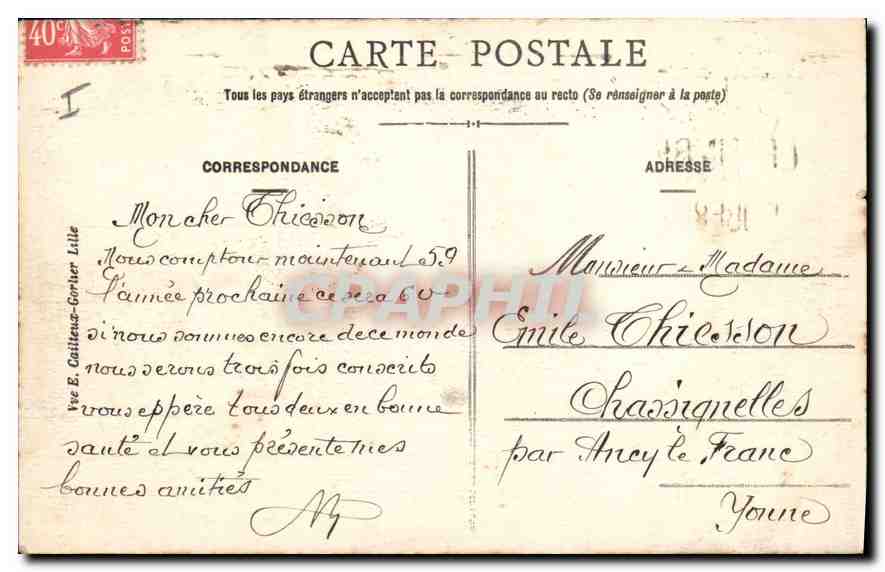 CPA Lille Le Bourse et le Theatre — Verso