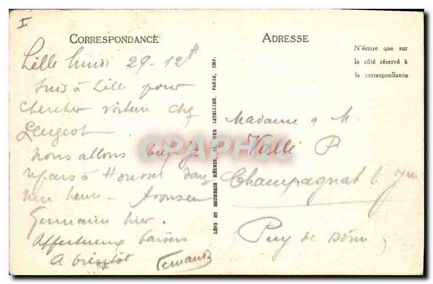 CPA Lille La Porte de Paris — Rückseite