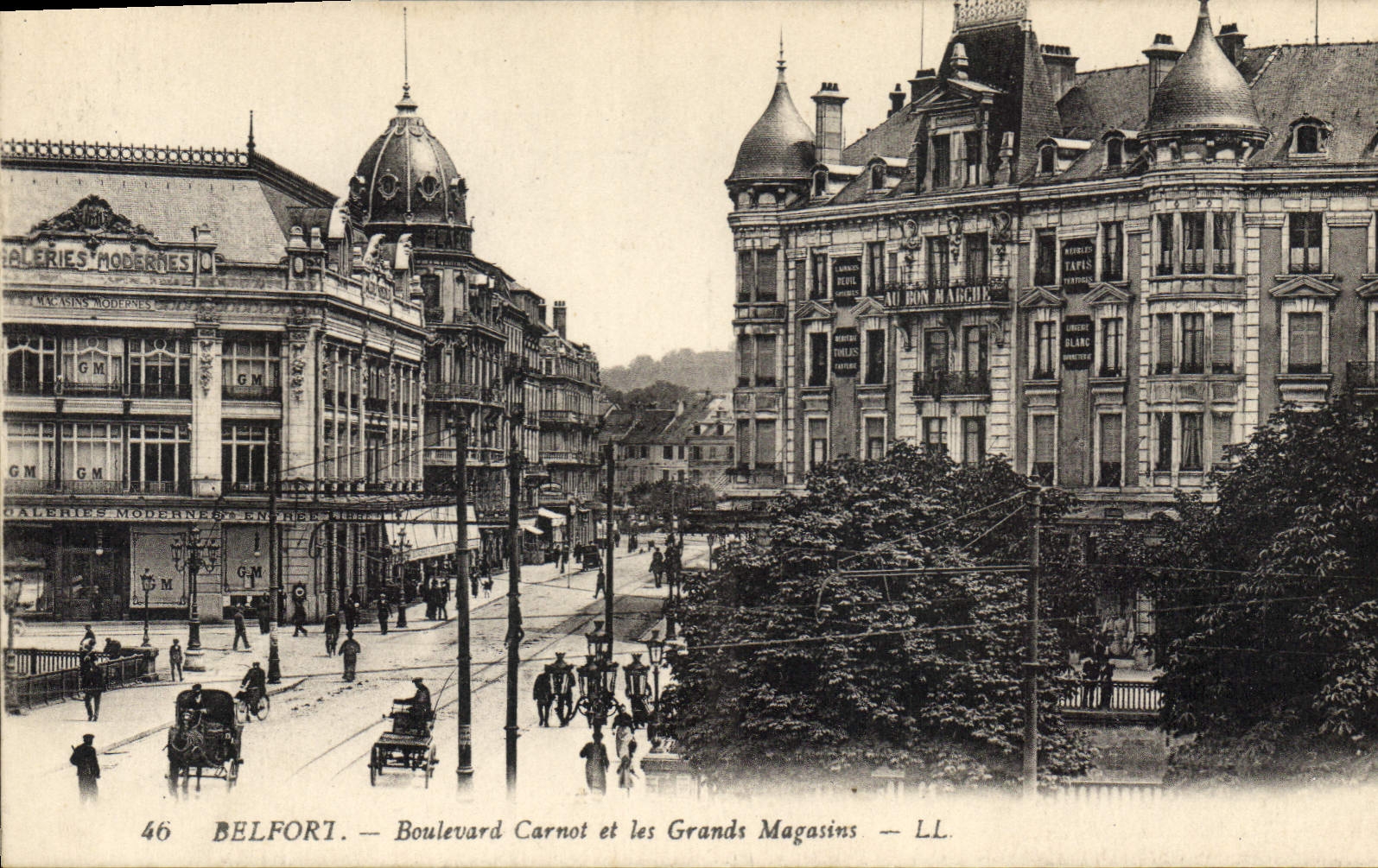 CPA Belfort Boulevard Carnot et les Grands Magasins