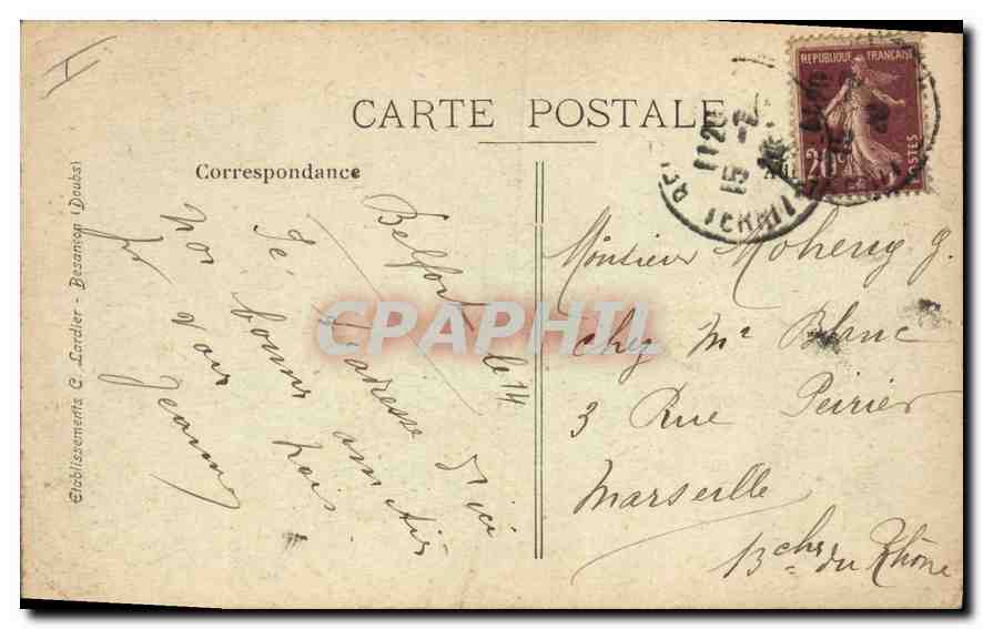 CPA Belfort Place de la Republique — Rückseite