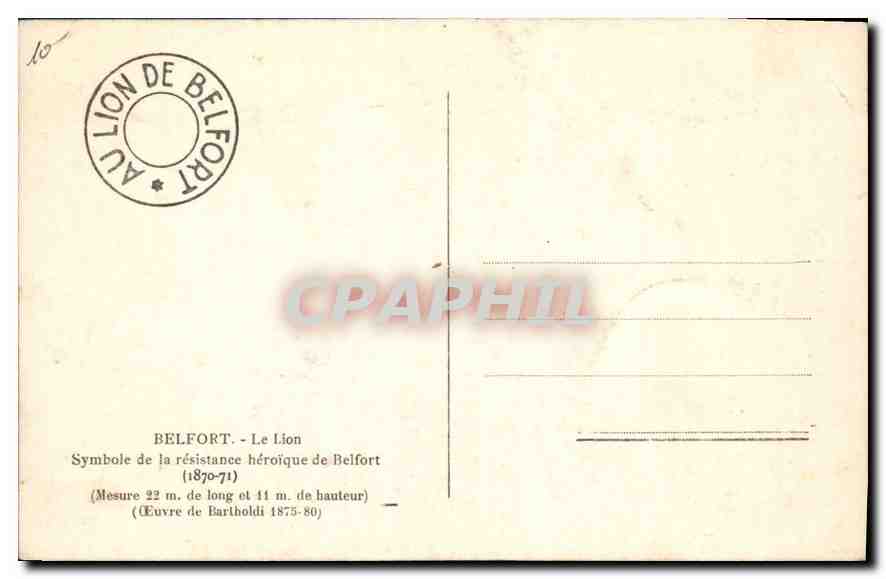 CPA Belfort Lion — Rückseite