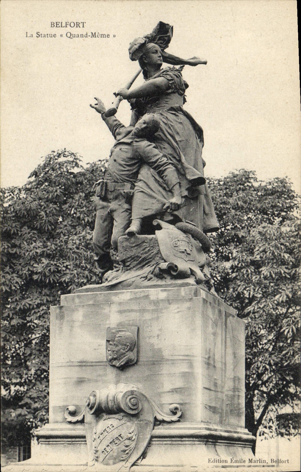 CPA Belfort La Statue Quand Meme