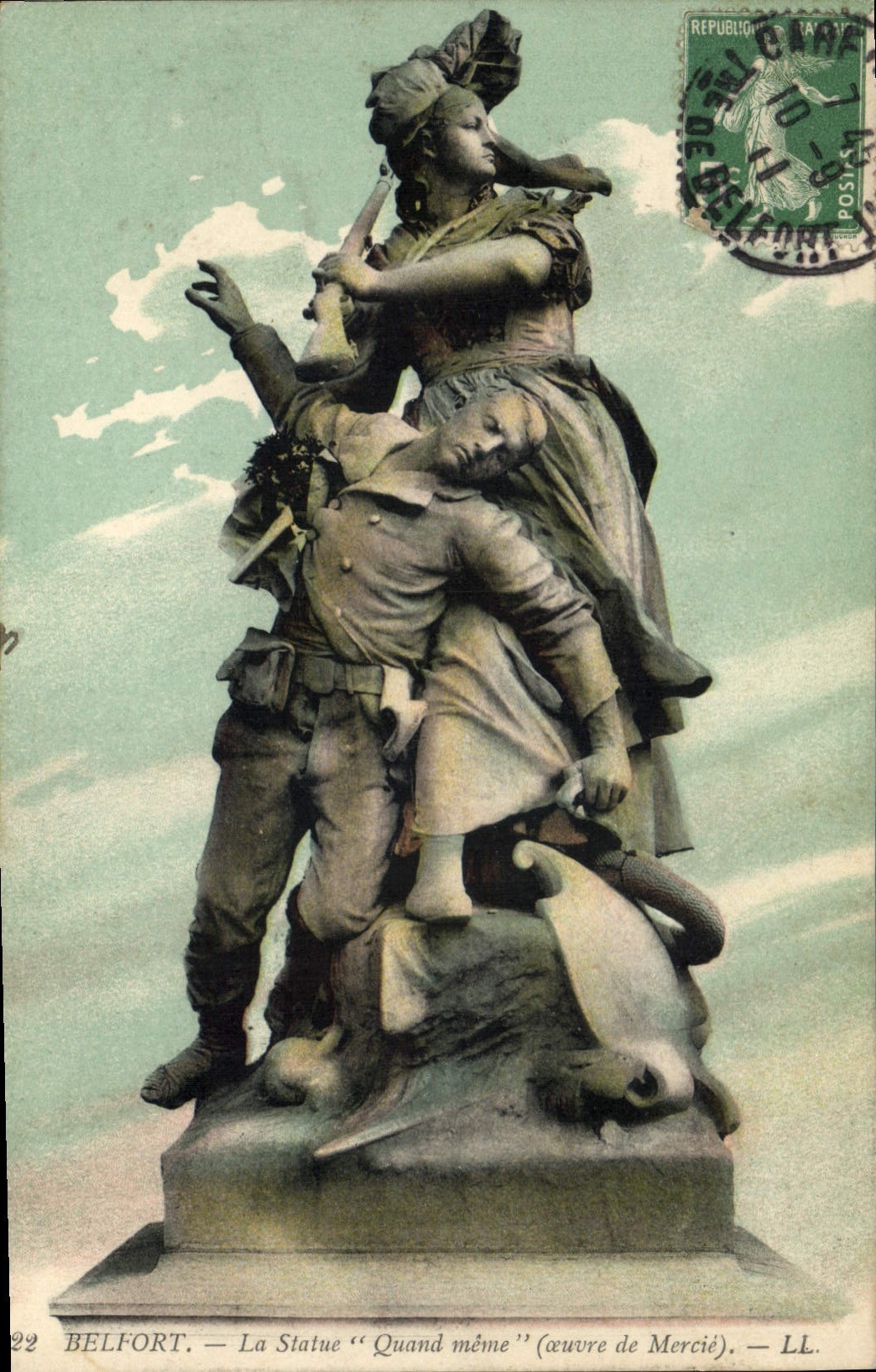 CPA Belfort La Statue Quand meme (oeuvre de Mercie)