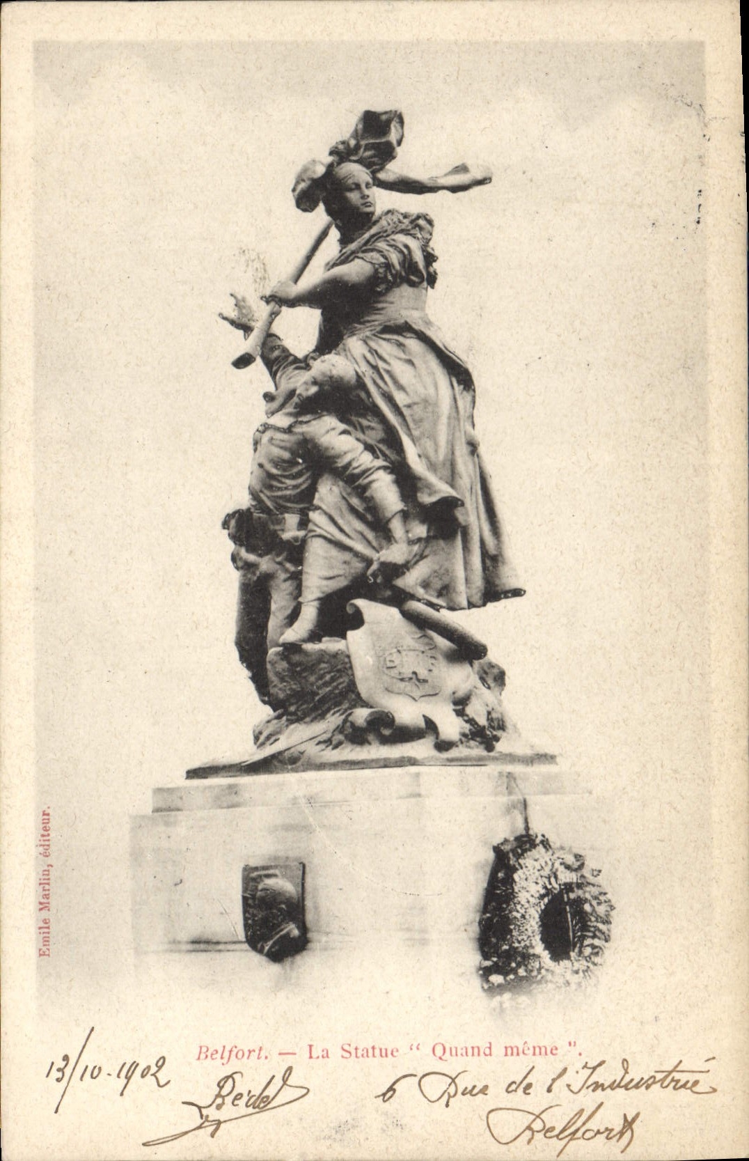 CPA Belfort La Statue Quand meme