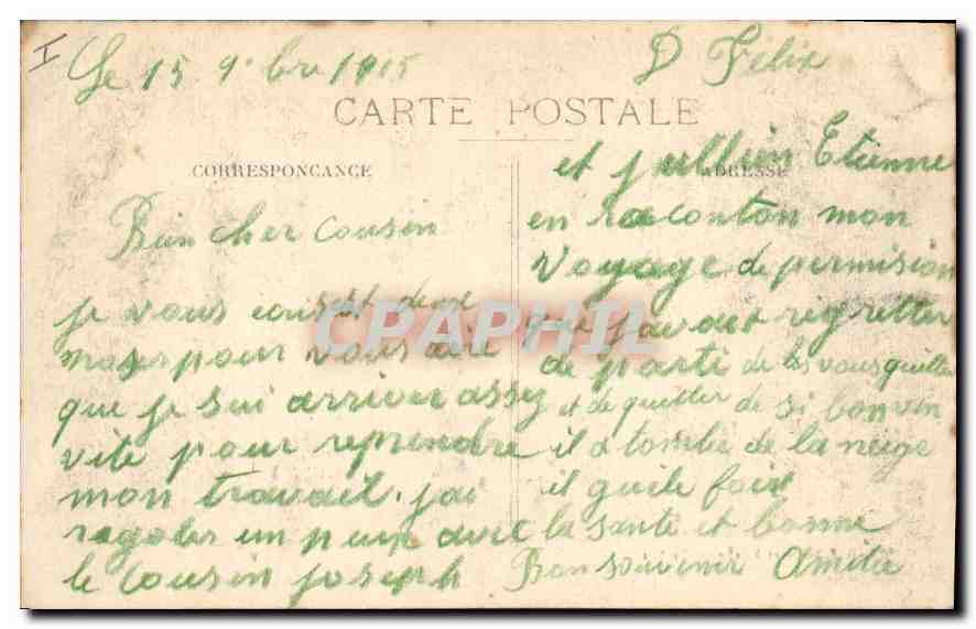 CPA Belfort Le Lion — Verso