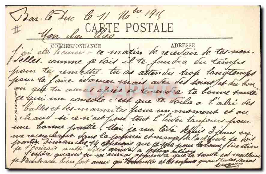 CPA Bar le Duc Les Bords de l'Ornain et Pont Notre Dame — Rückseite