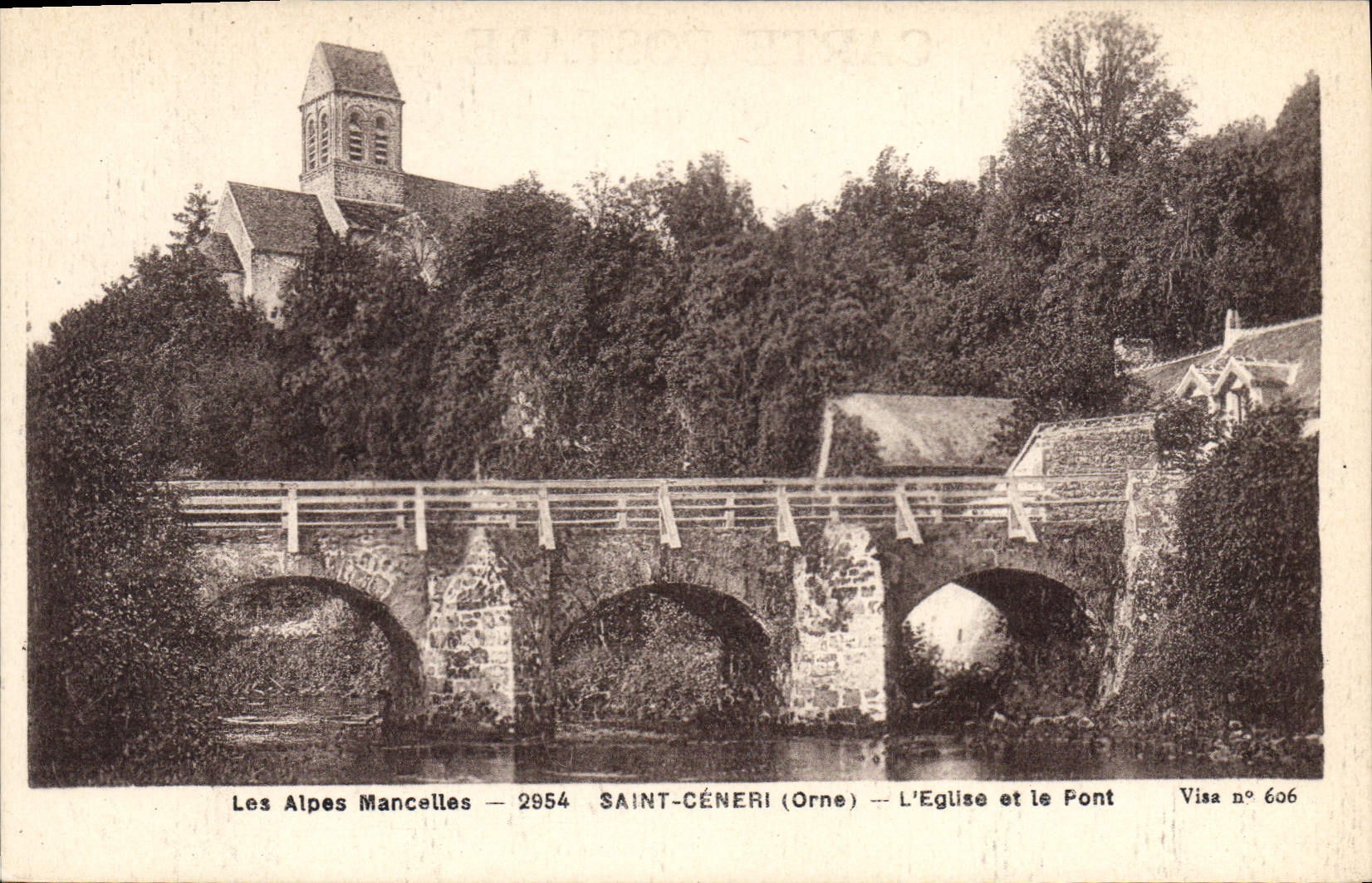 CPA Les Alpes Mancelles St Ceneri  le Gerei (Orne) L'Eglise et le Pont