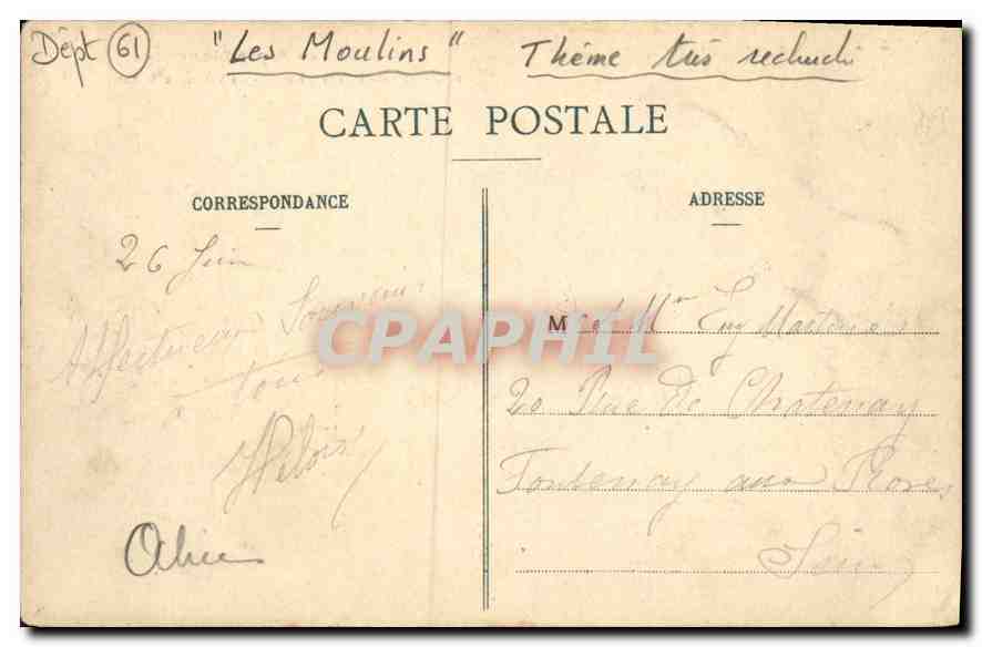 Le Moulin — St-Céneri-le-Gérei, Les Alpes Mancelles — E.P. — Verso