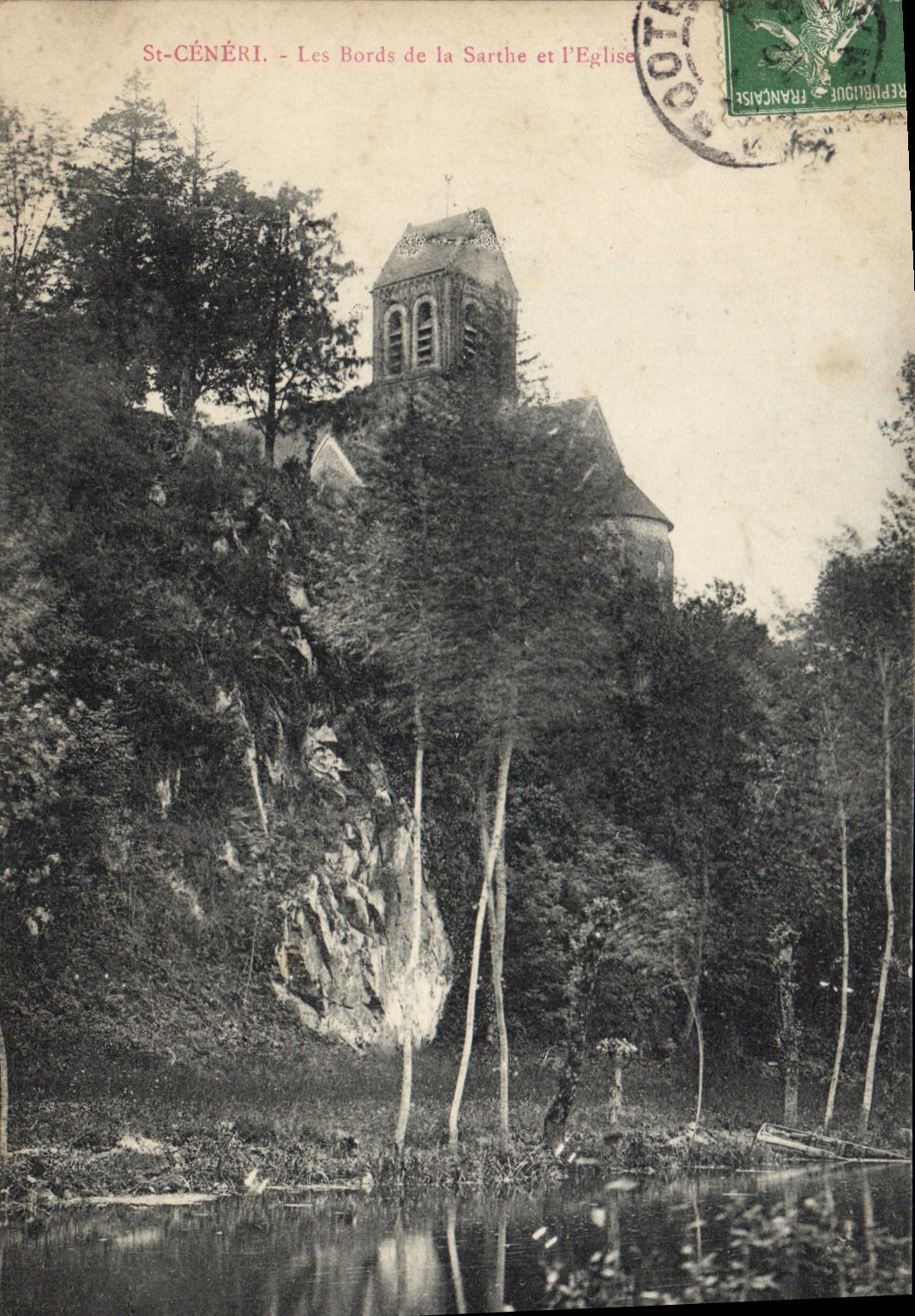 CPA Les Alpes Mancelles St Ceneri  le Gerei (Orne) Les Bords de la Sarthe et l'Eglise