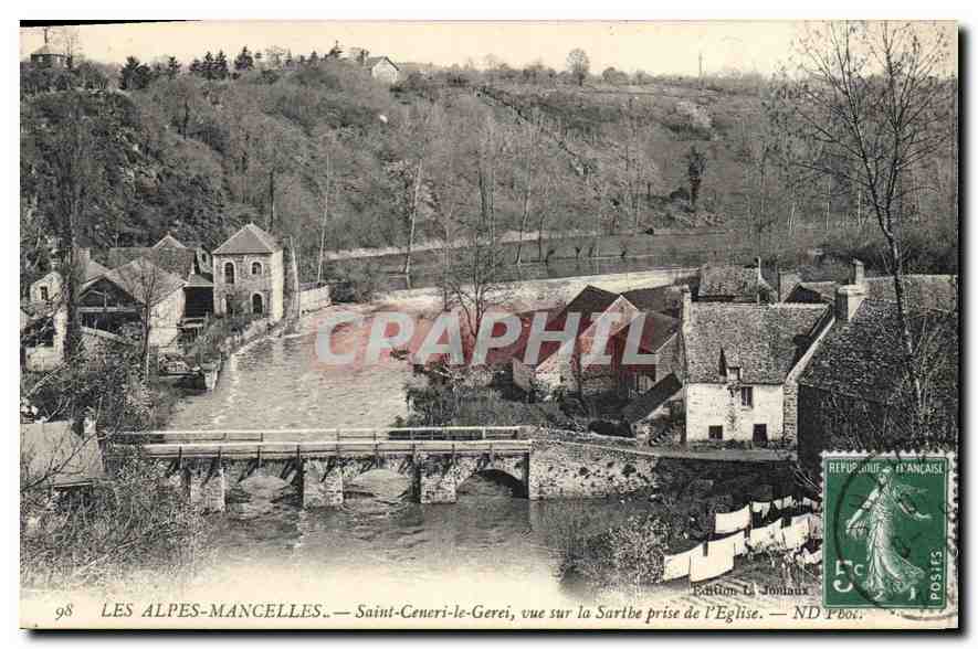 Saint-Ceneri-le-Gerei — vue sur la Sartbe prise de l'Église — Édition L. Joniaux