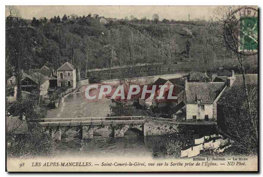 CPA Les Alpes Mancelles St Ceneri  le Gerei (Orne) vue sur la Sarthe prise de l'Eglise