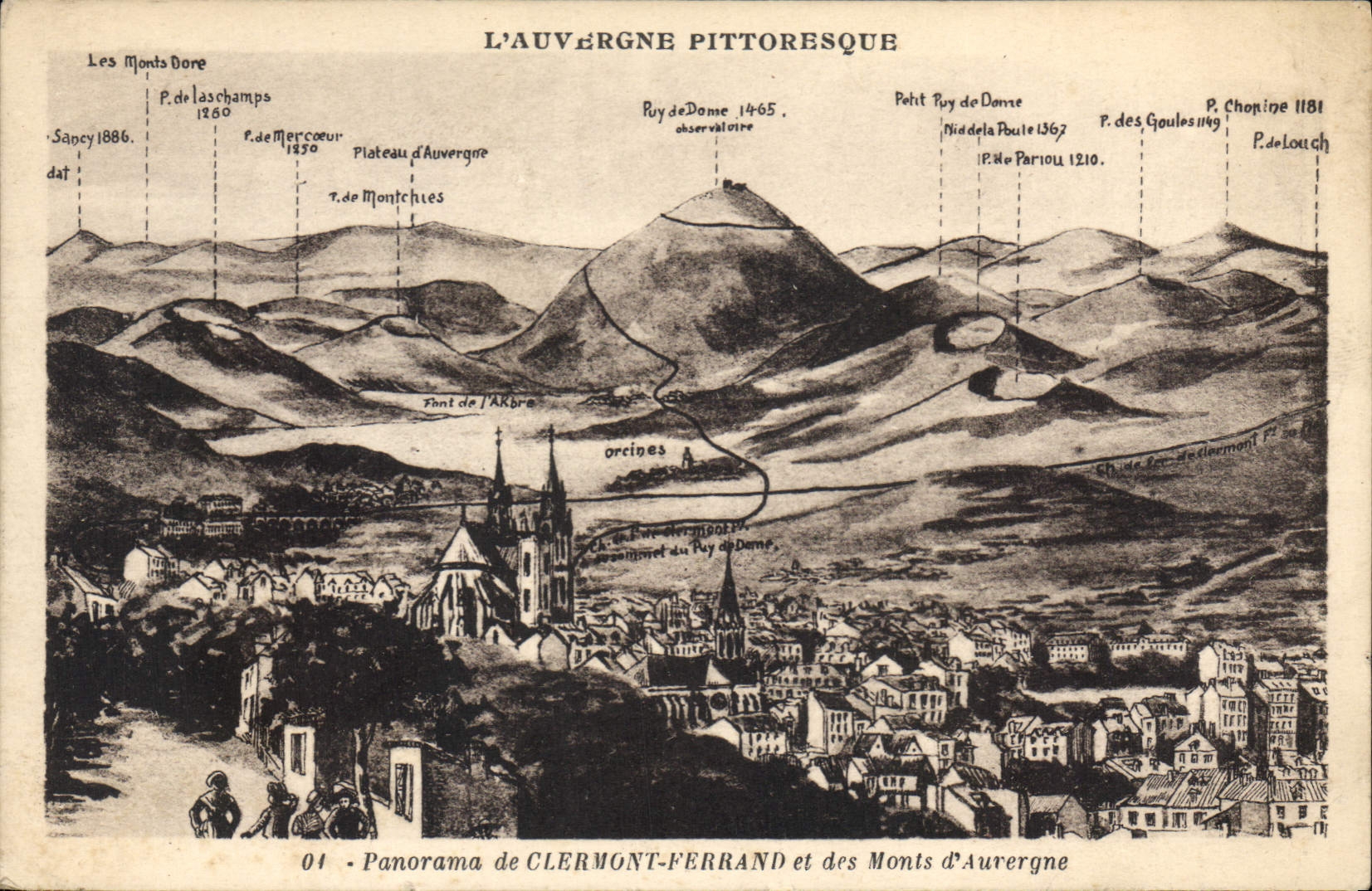 CPA Panorama de Clermont Ferrand et des Monts d'Aurergne 
