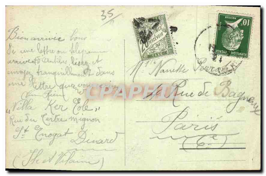 Côte d'Émeraude - Emerald Coast — Vue générale de la Plage — Édition Guérin, St-Malo (I. et V.) — Verso