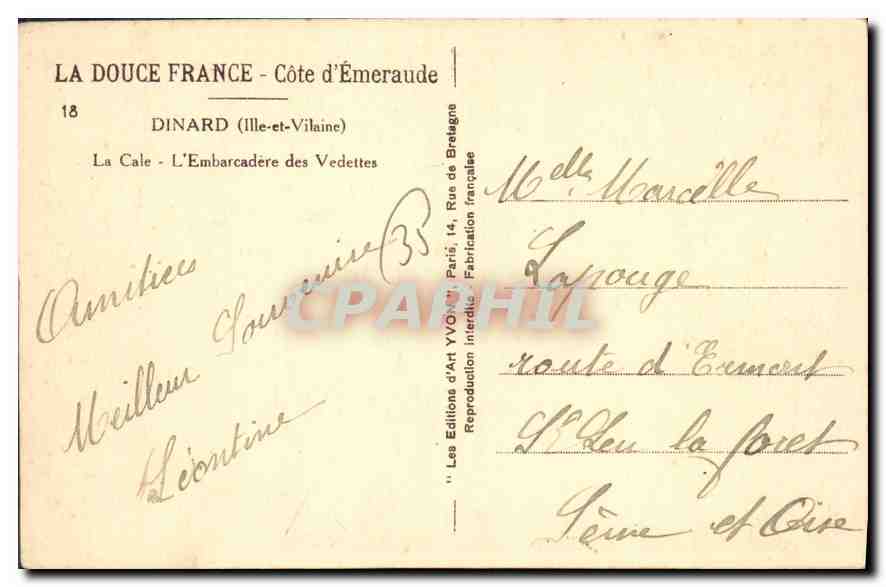 Dinard - L'Embarcadère des Vedettes — Les Éditions d'Art YVO — n°18 — Rückseite
