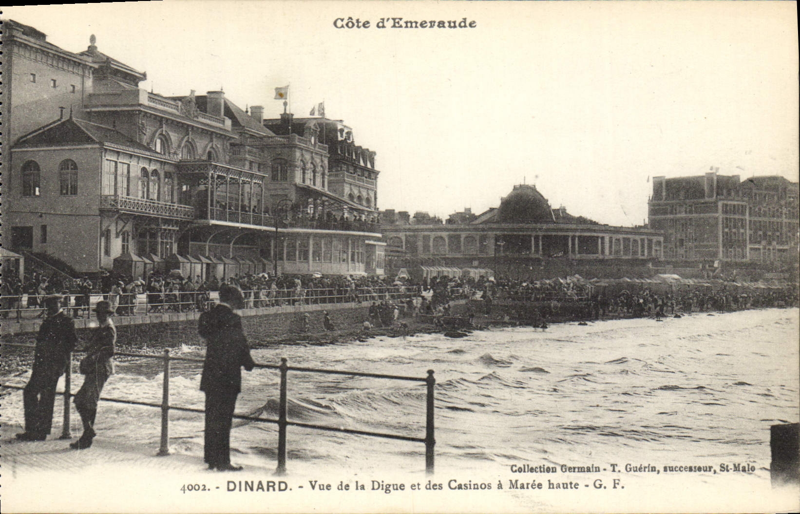 Dinard — Côte d'Émeraude — Vue de la Digue et des Casinos à marée haute — Collection Germain - T. Guérin, successeur, St-Malo