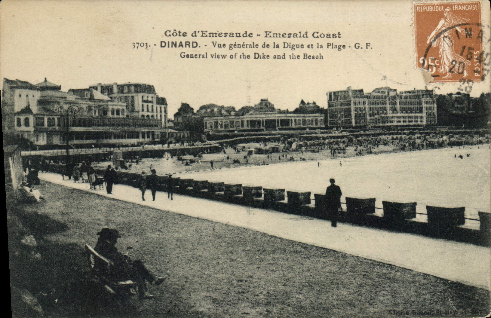 Dinard - Vue générale de la Digue et la Plage - G.F. - Édition F. Béchard