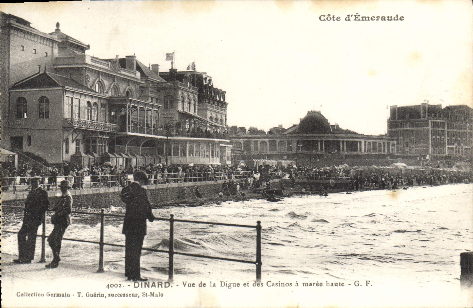 Dinard - Vue de la Digue et des Casinos à marée haute - G. F. - Collection Germain - T. Guérin, successeur, St-Malo