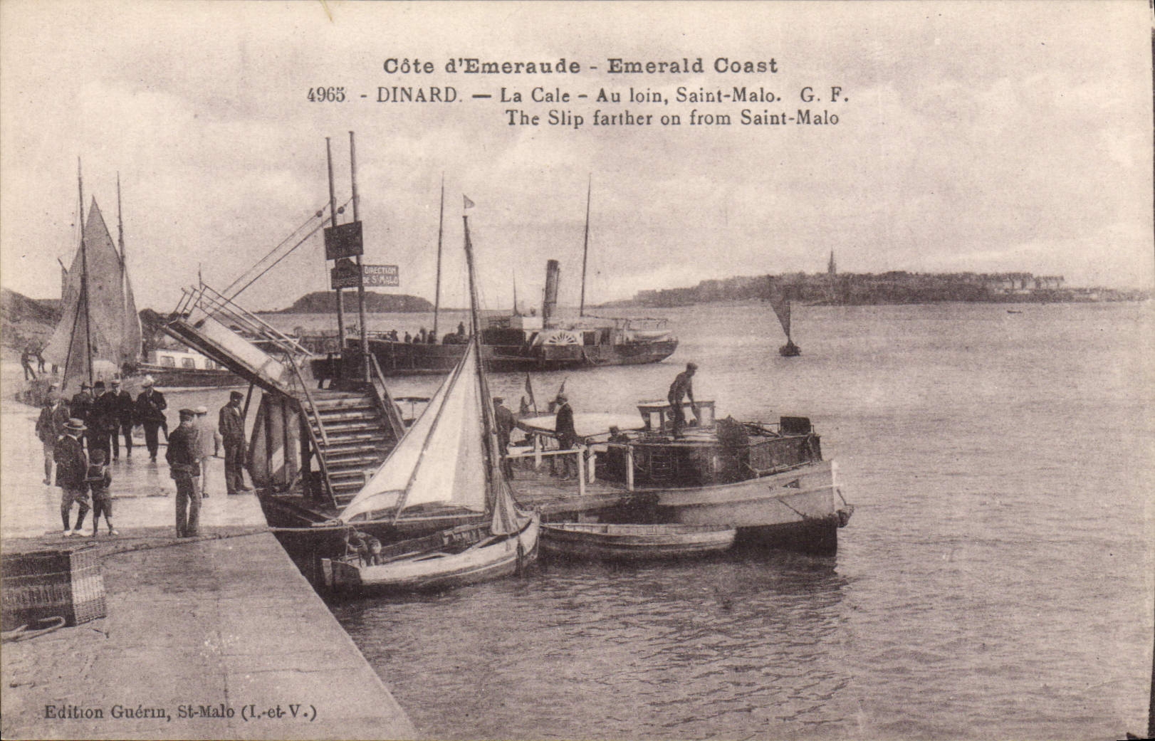 Côte d'Émeraude - Emerald Coast — La Cale - Au loin, Saint-Malo — Édition Guérin, St-Malo (I.-et-V.)