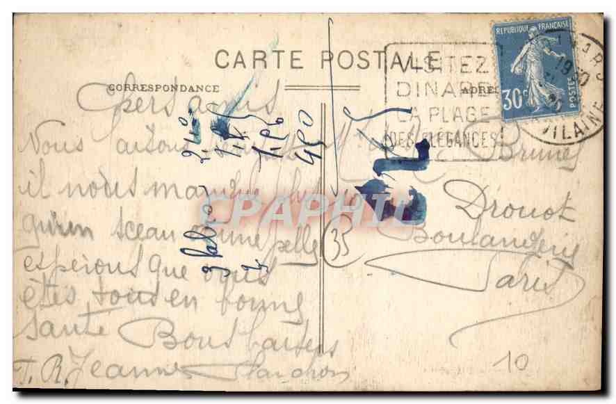 Dinard - Un Coin de la Plage G.F. — Côte d'Émeraude, plage avec bâtiment hôtelier et personnes — Rückseite